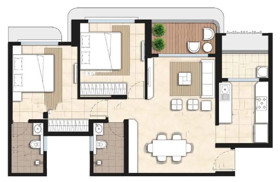 2 BHK Floor Plan